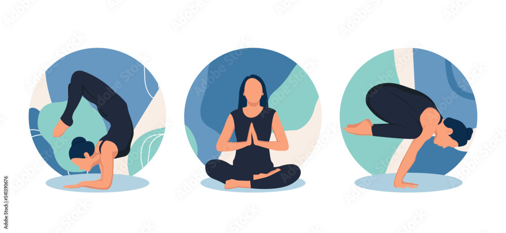 Yoga Activity Flat Bundle Design Illustration Yoga Activity Flat Bundle Design Illustration