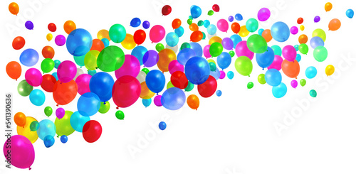 Fotobehang Large wide  group of colorful birthday party balloons flying isolated