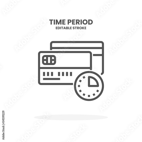 Credit Card Time Period line icon. Vector illustration on white background. Editable Stroke and pixel perfect. You can use for web, app and more.