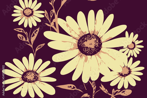 Beautiful Flower Engraving Illustration Abstract Design