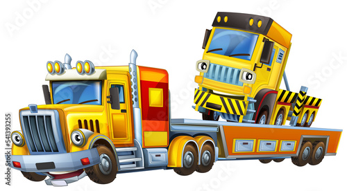 cartoon scene with tow truck car driving illustration