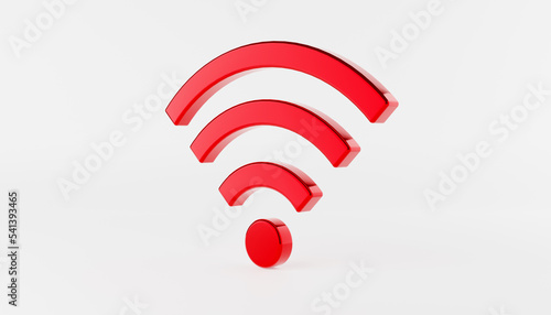 Red 3D Wi-Fi icon isolated on White. wifi symbol. 3d illustration.