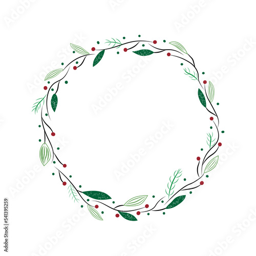 Christmas round frame with holly leaves  Christmas wreath for decoration