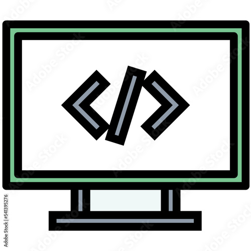 HTML Coding Colored Line Icon