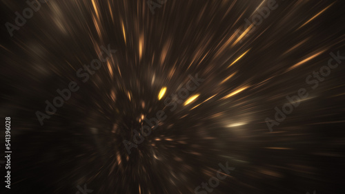 Abstract gold particles. Fantastic holiday background. Digital fractal art. 3d rendering.