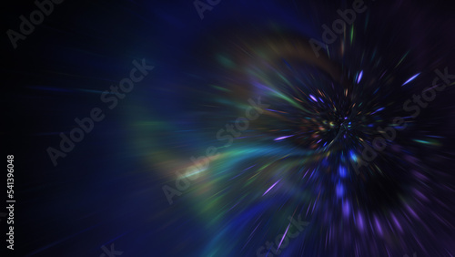 Abstract blue and violet lights. Fantastic space background. Digital fractal art. 3d rendering.