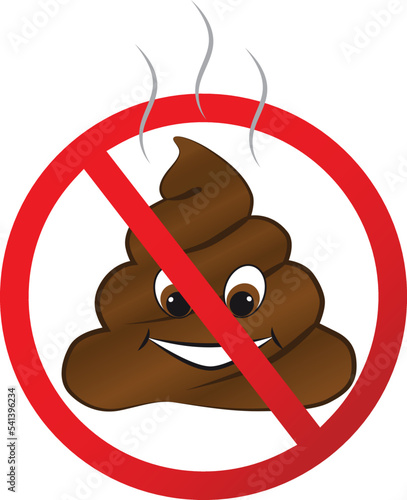 No Shit sign icon. Clean up after pets symbol. Put it in the bag. Red prohibition sign. Stop symbol. Vector