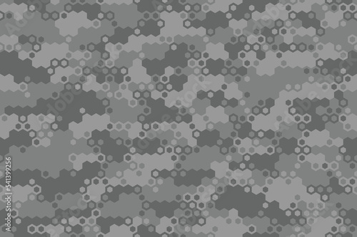 Hexagonal camouflage seamless pattern. Abstract modern geometric military dotted background texture for fabric and fashion print. Vector illustration.