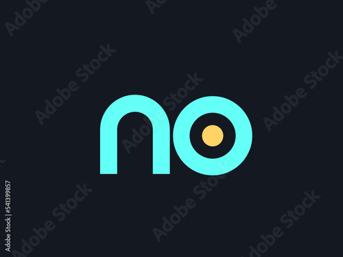 NO monogram logo signature icon.Letter n, letter o alphabet initials isolated on dark fund.Lettering sign.Modern design, web, tech, minimal style characters.Geometric typography.