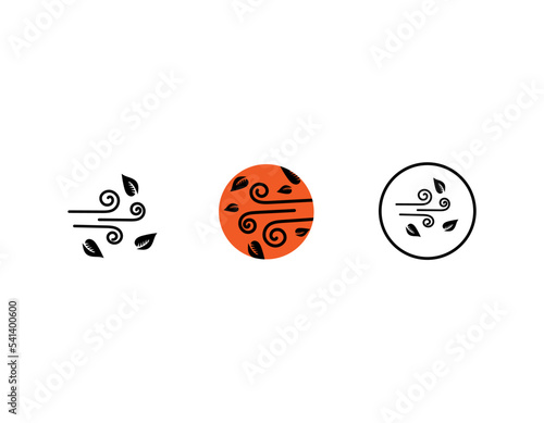 Blowing wind with flying leaves live stroke vector icon