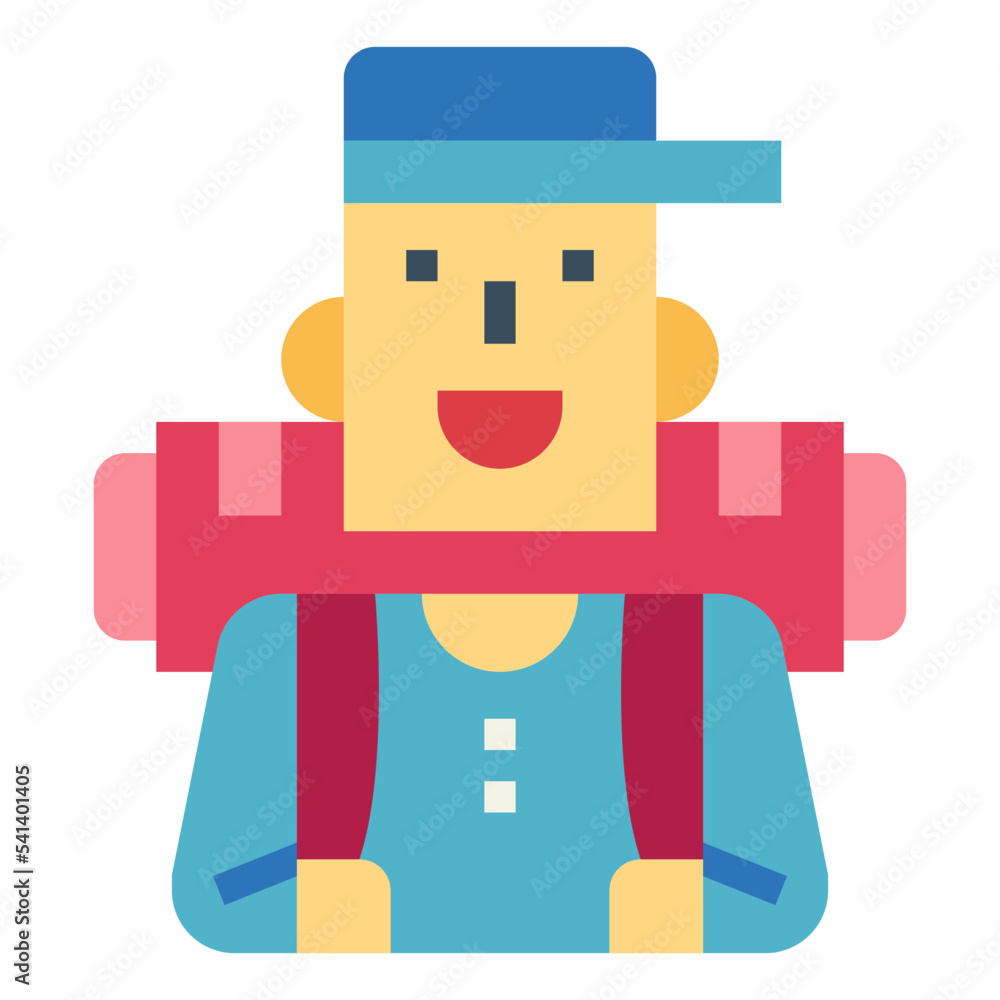 Hiker flat icon style Hiker flat icon style