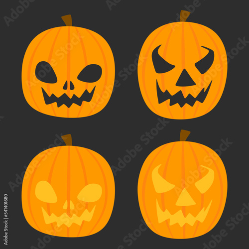 Cute orange Halloween pumpkin set