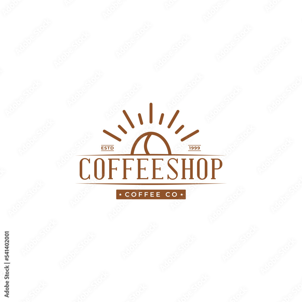 Fototapeta premium Coffee shop vintage logo design. Coffee bean hipster logo design. Vector format logo.