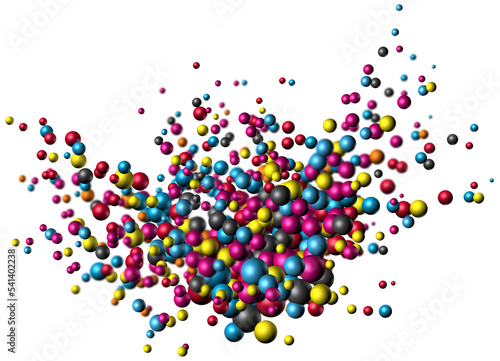 Total multi color explosion atom molecule nanoparticles exploding isolated