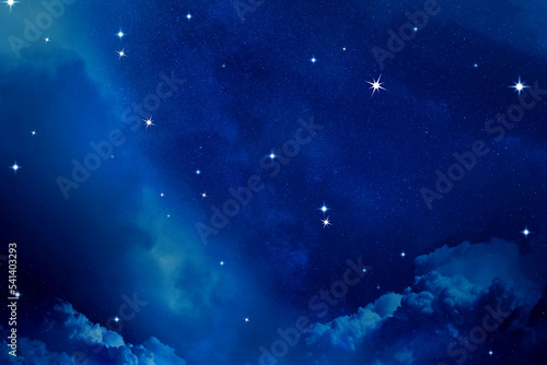 Photography Beautiful view of night sky with clouds and stars