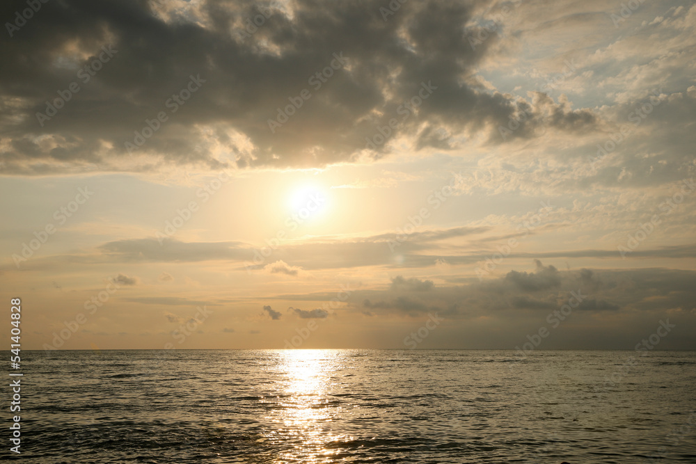 Picturesque view of sky with beautiful clouds over sea Picturesque view of sky with beautiful clouds over sea