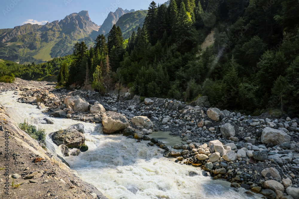 Picturesque view of beautiful river in mountains Picturesque view of beautiful river in mountains