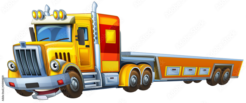 Naklejka premium cartoon scene with tow truck driving with load other car isolated illustration for children