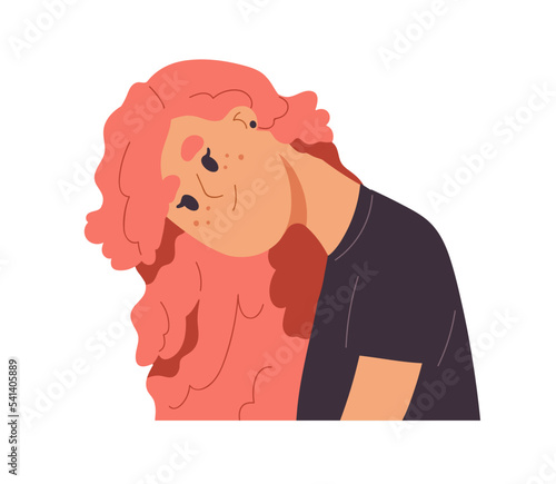 Modern girl with dyed colored hair. Trendy young woman with freckles on face....