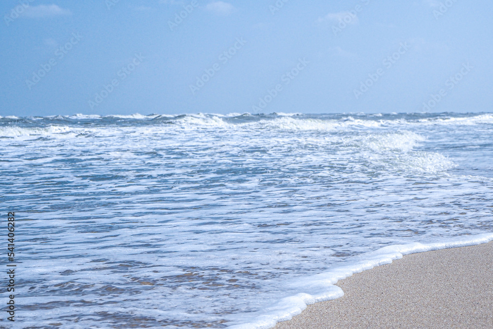 sea wave beautiful tropical beach and sea in sunny day. Beach sea