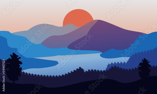 Mountain Lake Landscape Sunset