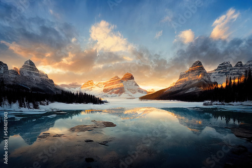 Fototapeta Naklejka Na Ścianę i Meble -  Sun rise over the lake.