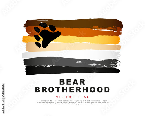 Brown, orange, yellow, white, gray and black brush strokes drawn by hand. The flag of the bear brotherhood. Sexual identification.