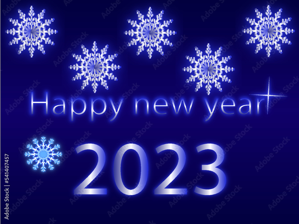 Happy new year 2023 ilustration vector with snow flakes Happy new year 2023 ilustration vector with snow flakes