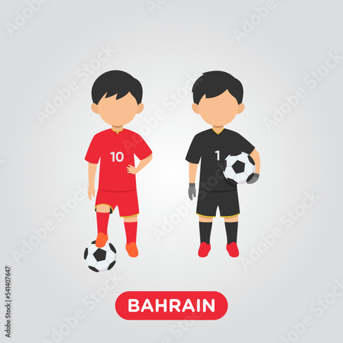 Vector Design illustration of collection football player of Bahrain with children illustration (goal keeper and player).