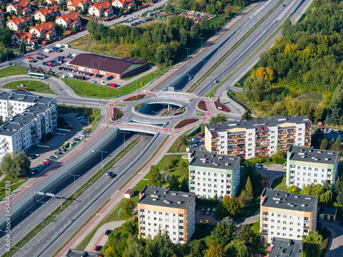 Принти на полотні A multi-level intersection on the city beltway, aerial landscape