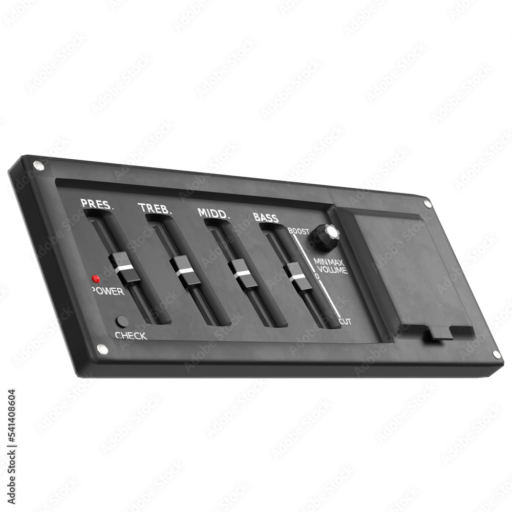3d rendering illustration of a guitar equalizer control panel 3d rendering illustration of a guitar equalizer control panel