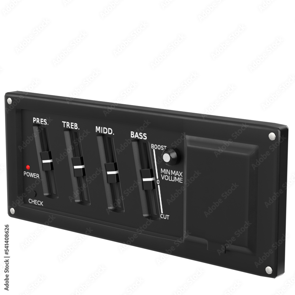 3d rendering illustration of a guitar equalizer control panel 3d rendering illustration of a guitar equalizer control panel