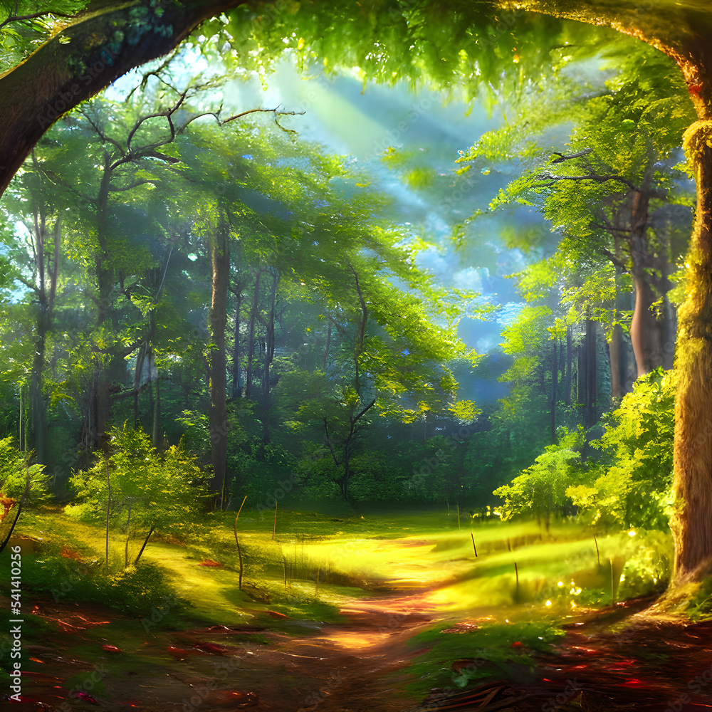 Obraz premium 綺麗な自然風景のイラストです。