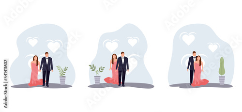 Flat Bundle Wedding Design Illustration