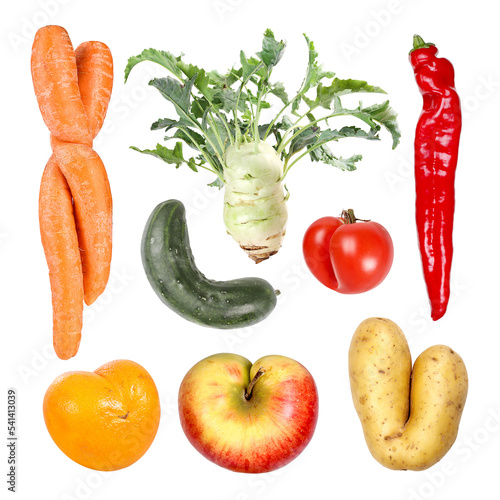 Deformed organic fruits and vegetables
