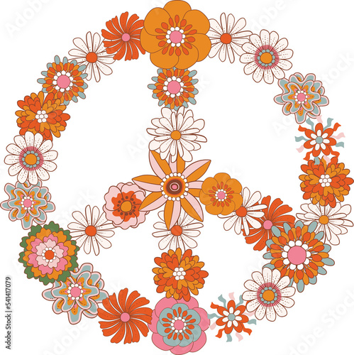 Groovy Peace sign Flower Element