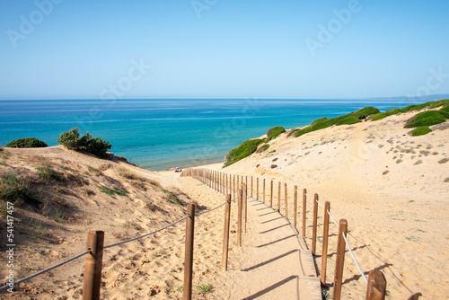 Fototapeta Naklejka Na Ścianę i Meble -  the wild Scivu bay and the dune system of the wwf oasis, Costa Verde, Arbus, Sardinia