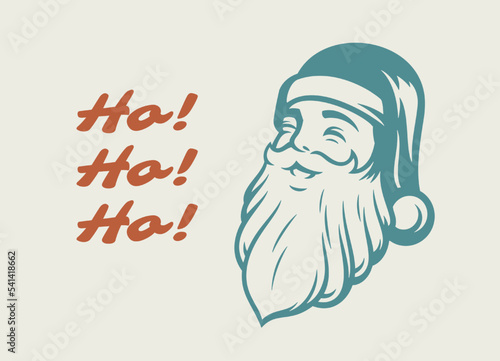 Bearded smiling Santa Claus portrait Merry Christmas greeting card vintage design vector