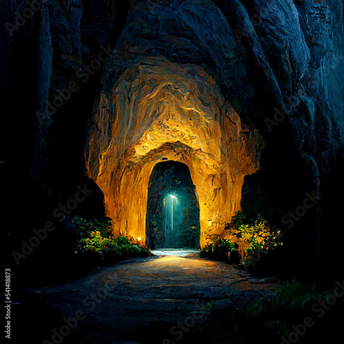 Billede på lærred tunnel in the cave
