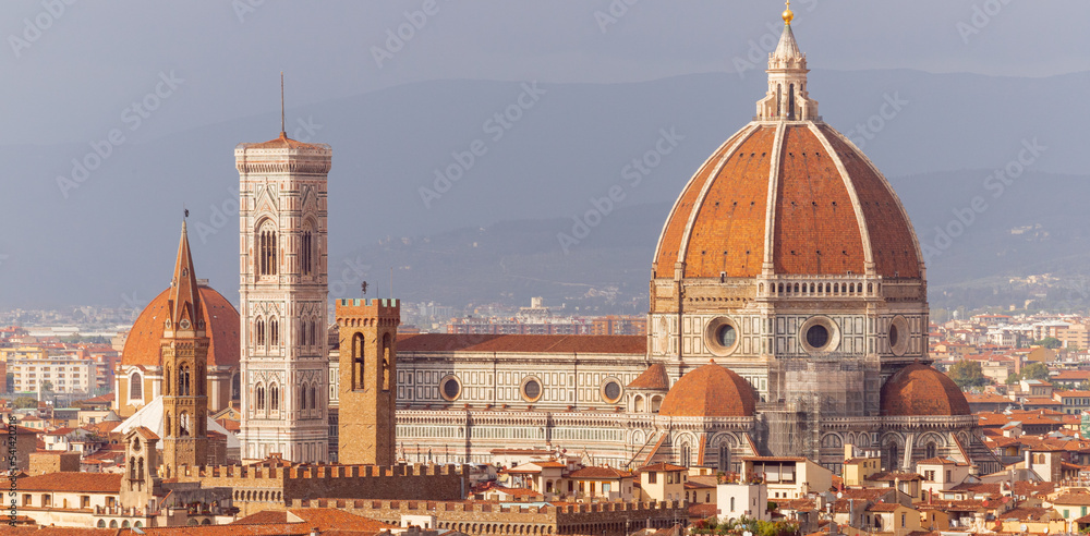 Cathedral of Saint Mary of the Flower in Florence, Italy, seen from a distance