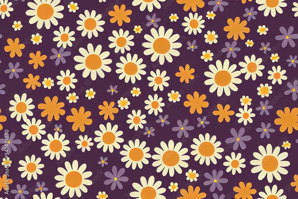 Hippie Groovy Bony Halloween Scull Peace Sign Hand Skeleton Daisy florals seamless pattern. Flower power braincase background. Autumn holiday floral surface design. Hippie Groovy Bony Halloween Scull Peace Sign Hand Skeleton Daisy florals seamless pattern. Flower power braincase background. Autumn holiday floral surface design.