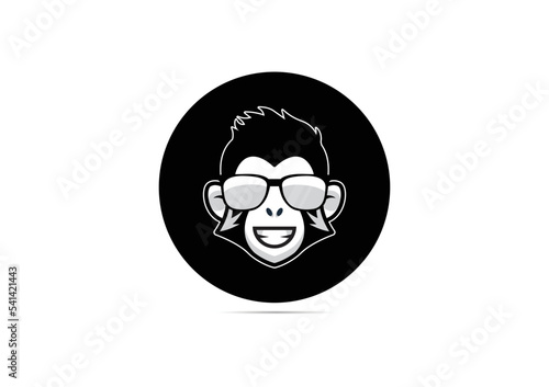 Vector Of Monkey Head Wearing Glasses On White Background. Wild Animals. Fashion. Easy Editable Layered Vector Illustration.