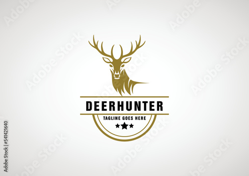 Vintage Badge Hunter Logo Design Vector Template, Hunting Badge Logo.