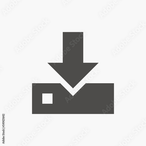 Download document icon vector isolated. document download, pdf file upload, arrow symbol sign