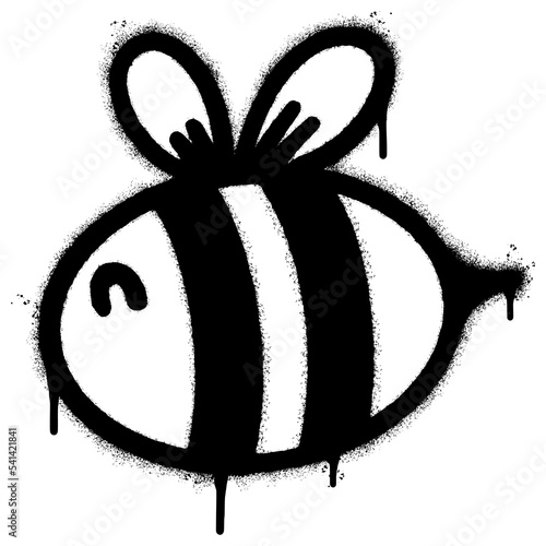 Spray Painted Graffiti bee icon Sprayed isolated with a white background. graffiti bee symbol with over spray in black over white. Vector illustration.