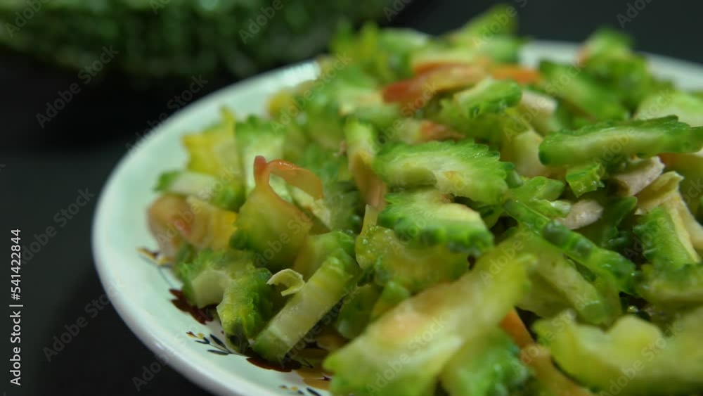 Vidéo Stock Bitter gourd is a vegetable that is very beneficial for