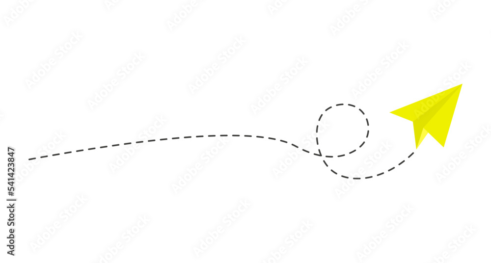 Dashed line paper airplane route Dashed line paper airplane route