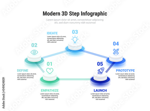 Modern 3D 5 Step Infographic