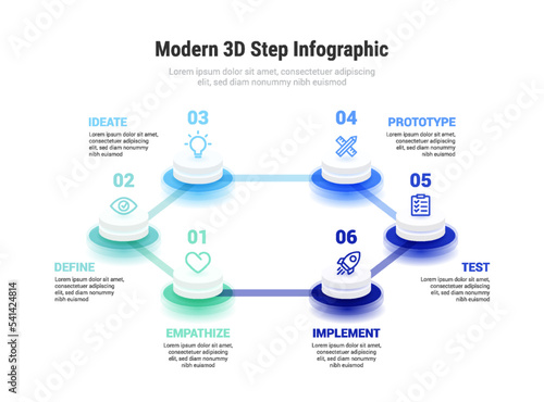 Modern 3D 6 Step Infographic