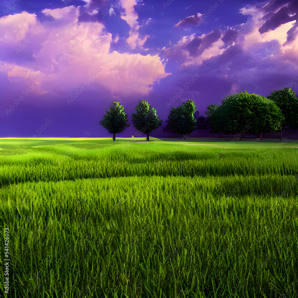 Obraz premium きれいな草原のCG風イラストです。